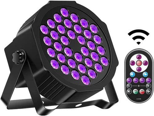 Luces negras, U`King 72 W 36 LED, luz negra UV con brillo en la oscuridad, suministros de fiesta por DMX y control remoto para iluminación de