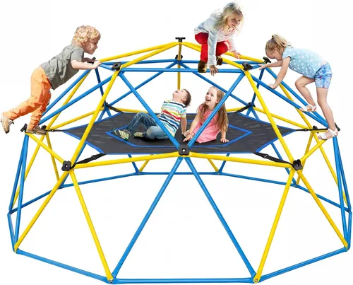 Hapfan Cúpula de escalada de 10 pies con hamaca, gimnasio de la jungla para niños al aire libre patio trasero 3-8, 8-12, juego de barras de mono