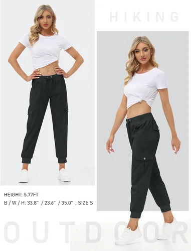 Miniatura 6 de MoFiz Pantalones cargo para mujer, ligeros, con cintura elástica, pantalones deportivos para senderismo al aire libre, pantalones deportivos casuales