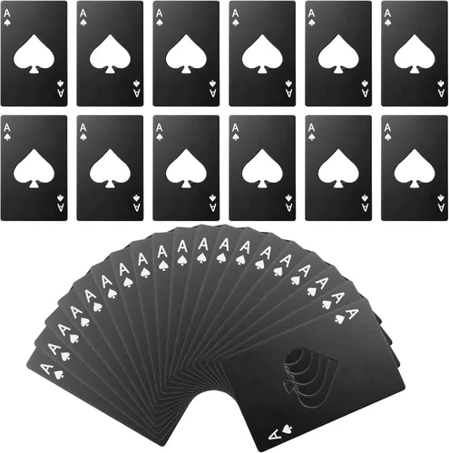 CHENGU 40 unidades de abrebotellas de póquer Ace of Spades a granel de acero inoxidable para cerveza, vino, tarjetas de crédito, abrebotellas para