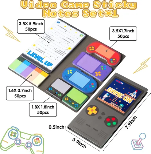 Miniatura 2 de B1ykin Lindo Conjunto de Notas Adhesivas - Bloc de Notas Autoadhesivas con Forma de Videojuego de Subir de Nivel, 550 Hojas de Páginas de Memo