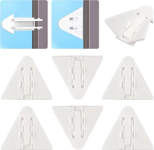 Miniatura 10 de Maveek Paquete de 8 cerraduras de puerta corredera a prueba de bebés, cerraduras de seguridad a prueba de niños, pestillo de ventana transparente