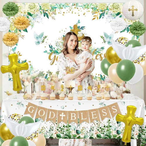 Miniatura 7 de Decoraciones de Bautismo, Decoraciones de Bautizo, Suministros para Fiesta Mi Bautizo, Decoración de Primera Comunión para Niños y Niñas