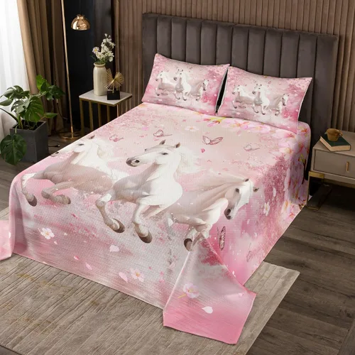 Miniatura 18 de Castle Fairy Daisy Florals Bedspread Twin Size,Cartoon Wildflowers Coverlet Set for Kids Girls Teens Adults Bedroom Decor,Retro Country