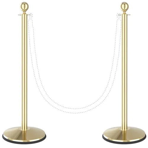 Miniatura 7 de Prime - Poste de metal clásico de 40 pulgadas de alto, 2 unidades, auto-enderezamiento sin herramientas, barreras de cuerda de control