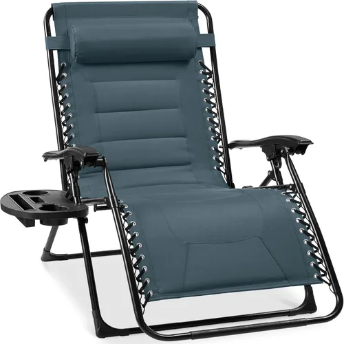 Miniatura 10 de Best Choice Products Silla acolchada de gravedad cero de gran tamaño, reclinable plegable para patio al aire libre, tumbona antigravedad XL