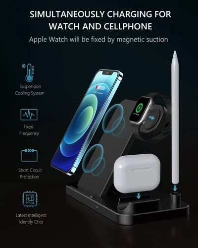 Miniatura 4 de Cargador inalámbrico, estación de carga inalámbrica 4 en 1 rápida compatible con Apple Watch, Airpods Pro, iPhone 12/12 Pro/11/11 Pro/8/X, soporte
