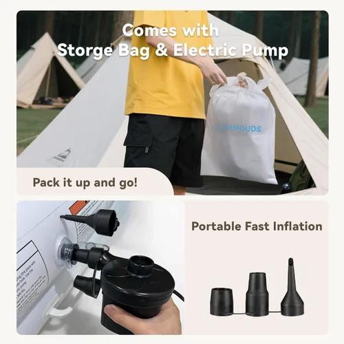 Miniatura 5 de COMMOUDS Cama de viaje portátil para niños pequeños con protectores de seguridad, colchón de aire inflable para niños con bomba eléctrica, colchón