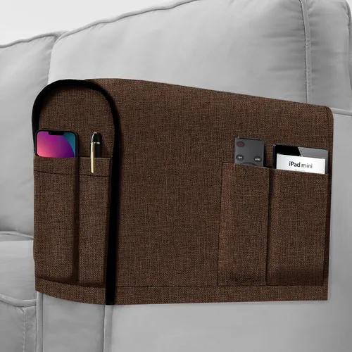 Miniatura 8 de Joywell Fundas de lino para reposabrazos de sala de estar, protector antideslizante de sofá para perros, gatos y mascotas, funda para sillón