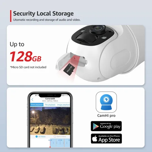 Miniatura 8 de BOAVISION Cámara de seguridad inalámbrica WiFi al aire libre, cámara con energía solar, inclinación panorámica, visión de 360°, detección humana