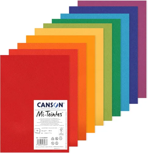 Miniatura 8 de CANSON Mi-Teintes - Paquete de papel A4 de 5.64 oz/m², doble cara: panal y grano fino, 10 hojas de color pastel, para artistas e ilustradores