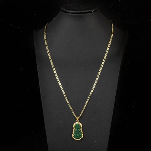 Miniatura 4 de kelistom Collar con colgante de Buda GUANYIN chapado en oro de 18 quilates para mujeres y hombres, adorno budista Maitreya Buddha ammuleto hinduismo