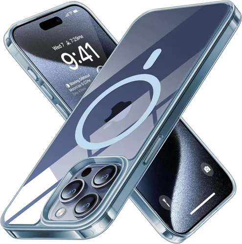 Miniatura 22 de TORRAS Funda ultra magnética para iPhone 15 Pro, [probada en 3 caídas de grado militar] [compatible con MagSafe], a prueba de golpes, translúcida