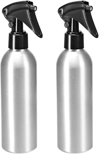 uxcell 2 botellas de aerosol de aluminio de 7 oz/6.8 fl oz con pulverizador de niebla fina, botella de viaje vacía recargable para cocina, baño o