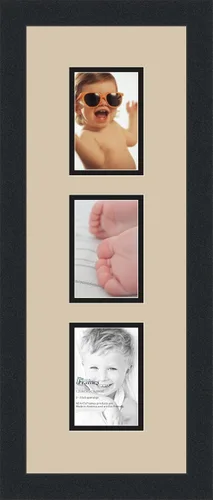 Miniatura 266 de ArtToFrames Marco de fotos tipo collage con estera doble con 3 aberturas de 5x7 y marco negro satinado Uva