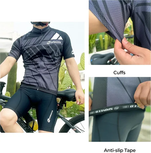 Miniatura 22 de sponeed - Jerséis de ciclismo para hombre, tops, camisas de ciclismo, manga corta, atuendo de ciclismo, chaqueta de ciclismo de cierre completo