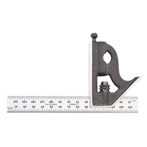 Miniatura 23 de Starrett Escuadra de combinación de acero con cabeza cuadrada - Longitud de hoja de 300 mm, cabezas de hierro fundido, pestillo reversible, punta