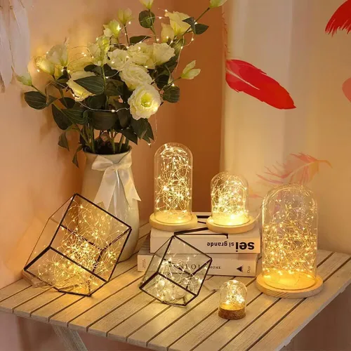 Miniatura 5 de Paquete de 3 luces de hadas USB, luces de cadena alimentadas por USB, color amarillo cálido, 2 metros, 20 lámparas con cuentas, luces LED