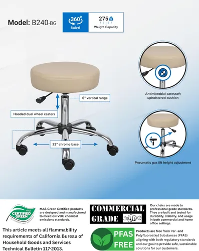 Miniatura 4 de Taburete médico Boss Office Products, cómodo, en color beige, Madera, Beige