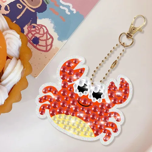 Miniatura 7 de CAYUDEN Llaveros de pintura artística de diamante, 15 piezas de llaveros de diamantes 5D para niños, llavero de pintura de diamante de sirena