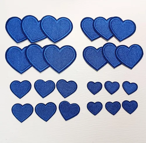 Miniatura 2 de 24 parches para planchar con corazón azul, parches bordados con corazón para ropa, chaquetas, sombreros, mochilas, jeans