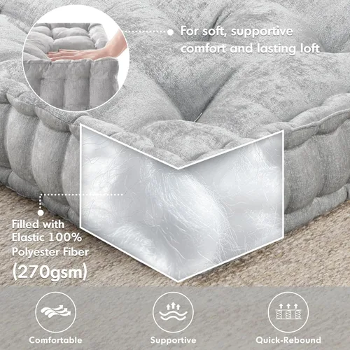Miniatura 3 de Intelligent Design Azza Almohada de Piso, Cojines Grandes para Sentarse para Adultos, Almohada de Piso para Meditación o Yoga, Chenille Lustroso