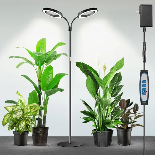 Miniatura 13 de Garpsen Luces de cultivo para plantas de interior, luz LED de espectro completo con soporte, 3 modos de color, lámpara de cultivo de pie