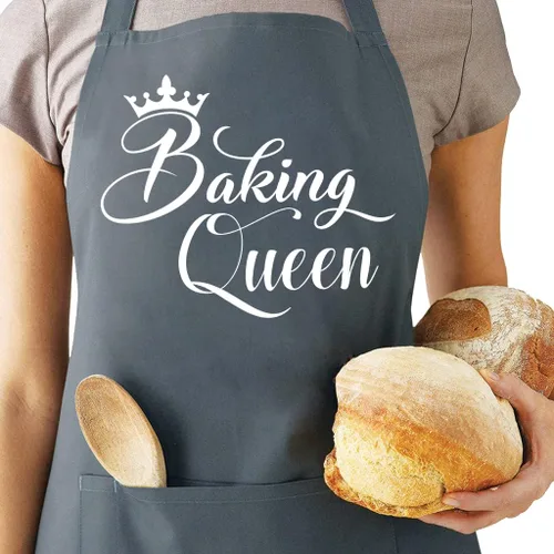 Delantales divertidos para hornear para mujer, bonito regalo para panaderos, delantal de reina, delantal de cocina con 2 bolsillos, delantal de