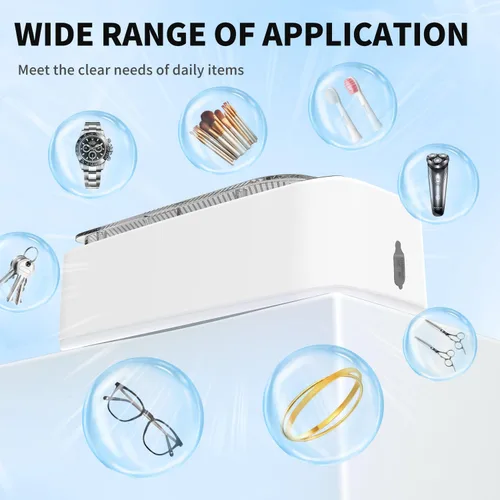 Miniatura 6 de Limpiador ultrasónico, limpiador ultrasónico profesional recargable de 48 KHz con temporizador digital, máquina ultrasónica de joyería