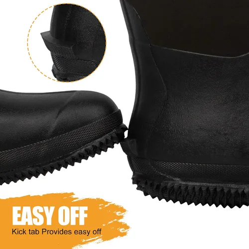 Miniatura 8 de Botas de goma para hombre con vástago de acero, botas de lluvia aisladas de neopreno de 0.236 pulgadas, botas de trabajo de goma impermeables a