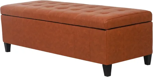 Miniatura 13 de Homebeez Banco otomano de piel sintética de 40 pulgadas, banco tapizado con almacenamiento para sala de estar, dormitorio, entrada