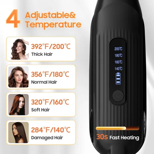 Miniatura 5 de Cordless Hair Straightener, Portable Flat Iron for Travel, 2 in 1 Hair Styling Tools for straightening and Curling, Lightweight on-The-go, 4500 mAh