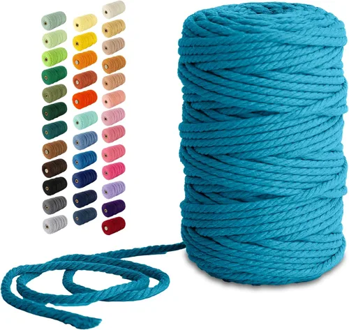 Miniatura 91 de Nook Theory - Cuerda de macramé de 3 mm, 220 yardas de cuerda de algodón, hilo de 4 mm y 5 mm, cuerda para manualidades, perfecta para colgantes