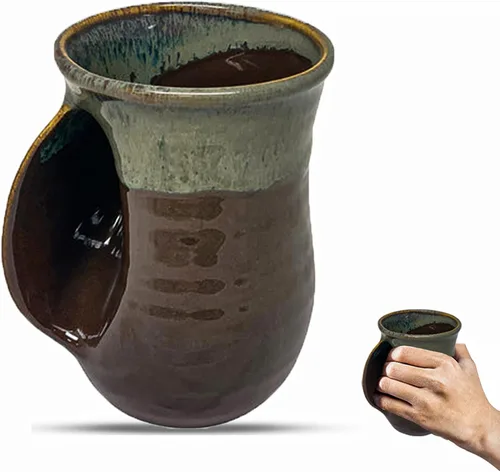 Miniatura 26 de Clay in Motion - Taza calentadora de manos para diestros, diseño Desert Sand