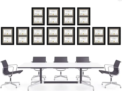 Miniatura 9 de Creative Picture Frames Marco de diploma doble clásico negro de 6 x 8 pulgadas con vidrio negro y colgador de pared instalado