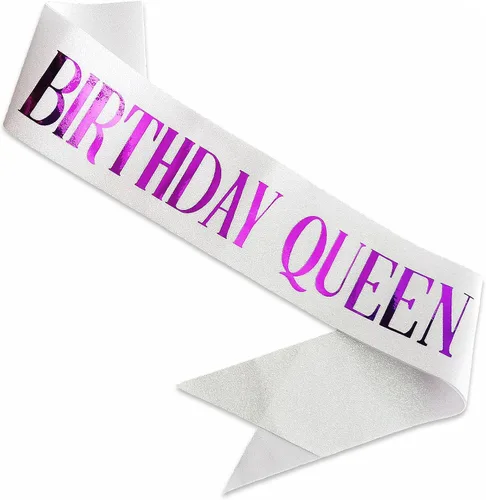 Miniatura 14 de Banda de cumpleaños Queen rosa, letras de papel de aluminio deslumbrante con purpurina para mujeres 21, 30, 40, 50, 60, regalos divertidos