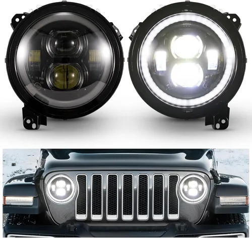 KIWI MASTER - Faros delanteros LED redondos de 9.0 pulgadas para Jeep Wrangler JL 2018 2019, Modelo2