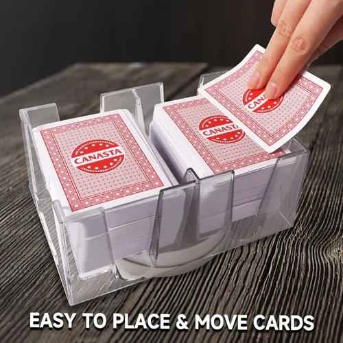 Miniatura 5 de GSE Games & Sports Expert Bandeja giratoria para cartas Canasta de 6 barajas, soporte giratorio de 360°, soportes giratorios para manos y pies