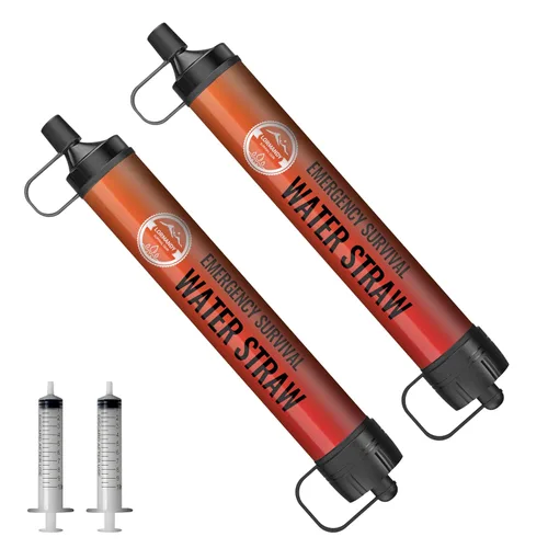 Miniatura 12 de Paquete de 5 filtros de agua con pajilla, kit de equipo de supervivencia para campamento y senderismo al aire libre, para uso familiar, popotes de 5