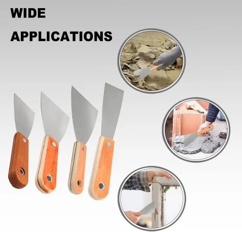 Miniatura 7 de Utoolmart Rascador de masilla de acero rígido Cr-V de 1 pulgada con mango de madera para pegar pintura, pared, baldosas, 2