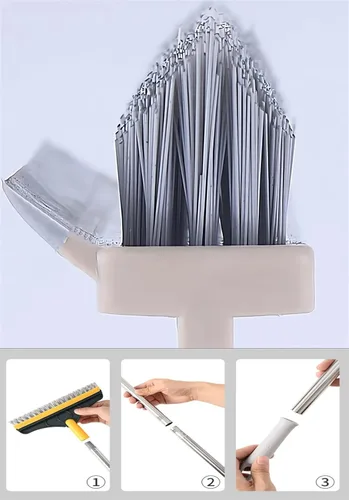Miniatura 5 de Cepillo de limpieza 2 en 1 con mango largo resistente, potente cepillo de ducha y raspador 2 en 1 con rascador suave, cepillo de cerdas