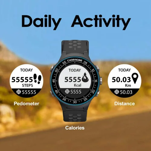 Miniatura 3 de CANMORE TW411 Reloj GPS de golf con rastreador de fitness, más de 41,000 cursos mundiales precargados gratuitos, chip IC mejorado, turquesa