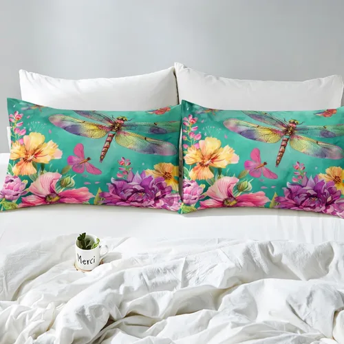 Miniatura 5 de Erosebridal Regalos de libélula para mujeres, funda de edredón de diente de león, mariposa y libélulas, juego de ropa de cama para mujeres y niñas