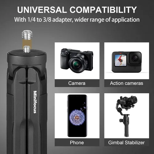 Miniatura 3 de MINIFOCUS Extensión de trípode de 2 secciones y trípode de cámara compacta