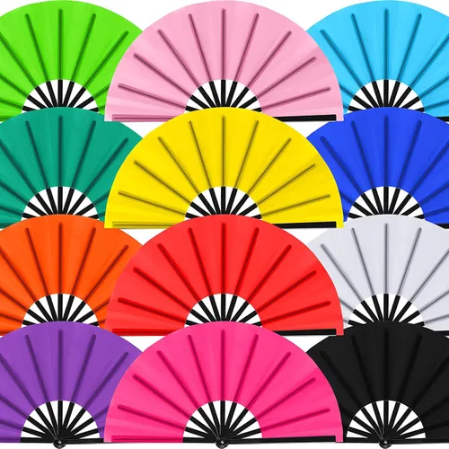 Miniatura 16 de Blulu 8 piezas de abanicos grandes plegables para baile en línea de 13 pulgadas, abanico en el suelo para baile en línea para mujeres y hombres