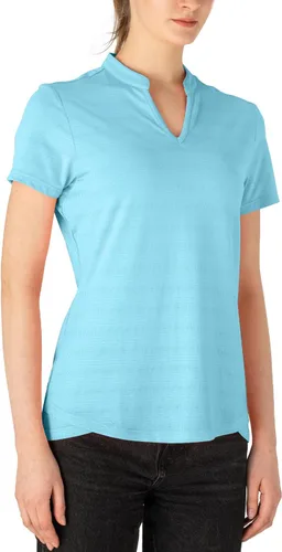 Miniatura 137 de Gopune Polo de golf con cuello en V para mujer, sin cuello, manga corta, ligera, de secado rápido, camisetas de tenis para correr
