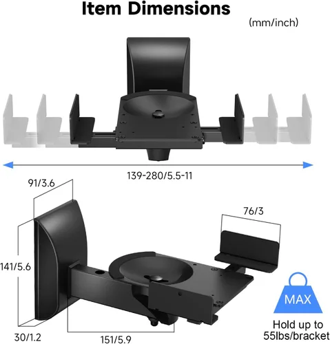 Miniatura 2 de suptek Soportes de pared para altavoces, soportes de altavoz dobles para altavoces de sonido envolvente, soporte universal, estantes giratorios