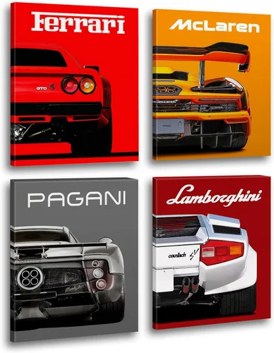 Pósteres modernos de autos, superautos clásicos, impresiones artísticas de pared de Ferrari Lamborghini McLaren Pagani, pósteres de lienzo para (8 x