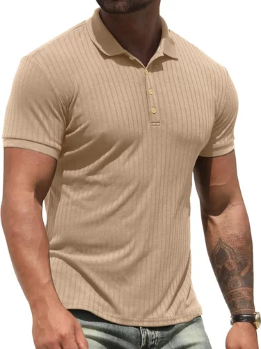 NITAGUT Camisas polo para hombre, pantalones cortos y manga larga, camisas de entrenamiento ajustadas casuales