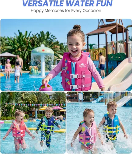 Miniatura 5 de Gogokids Chaleco de natación para niños pequeños, chaleco de natación de alta calidad para niños de 30-40-50-60-70-80 libras, flotadores para niños